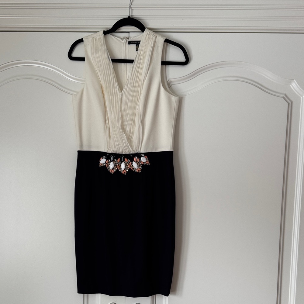 Cynthia Steffe Black and Cream Mini Dress